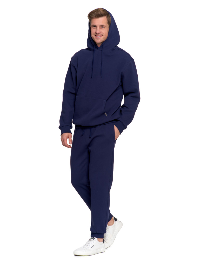 Bluzy - Bluza męska bawełniana z kapturem i kieszenią GRANATOWY - produkt moraj.pl 5