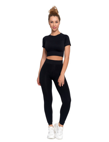 LEGGINSY - Damskie legginsy ocieplane z futerkiem i wysokim stanem CZARNY - produkt 7