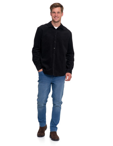 Koszulki, topy, koszule - Koszula męska sztruksowa z długim rękawem CZARNY - produkt 2