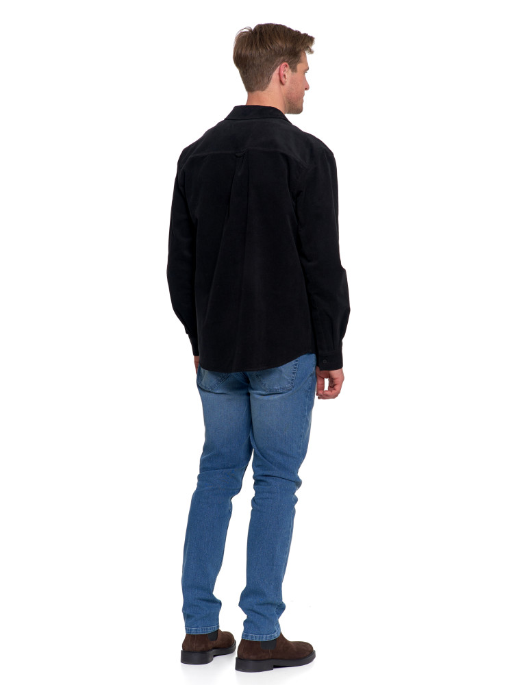 Koszula męska sztruksowa z długim rękawem CZARNY