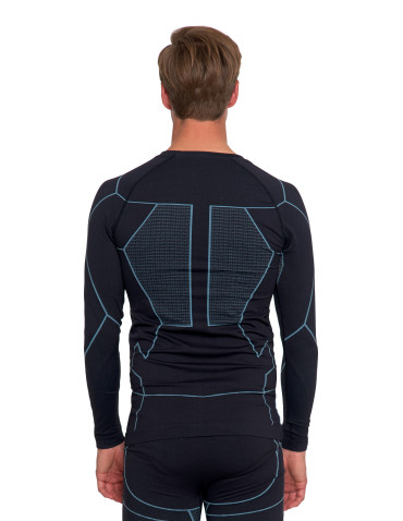 Bielizna termoaktywna - Bluzka termoaktywna męska z długim rękawem i jonami srebra NIEBIESKI - produkt 3