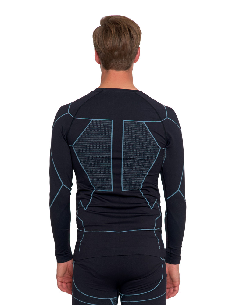 Bielizna termoaktywna - Bluzka termoaktywna męska z długim rękawem i jonami srebra NIEBIESKI - produkt moraj.pl 3