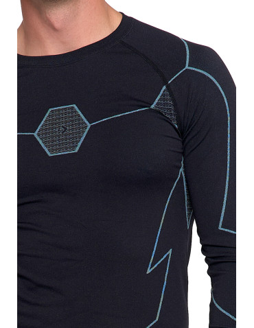 Bielizna termoaktywna - Bluzka termoaktywna męska z długim rękawem i jonami srebra NIEBIESKI - produkt 5