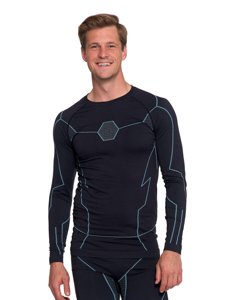 Bielizna termoaktywna - Bluzka termoaktywna męska z długim rękawem i jonami srebra NIEBIESKI - produkt moraj.pl 1