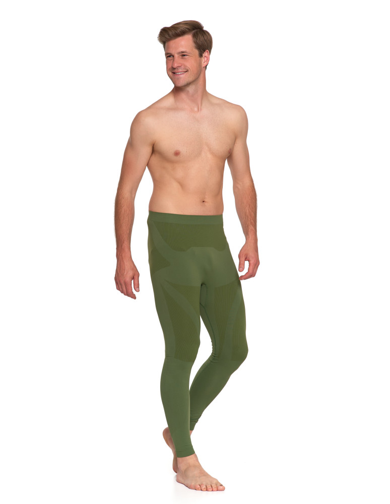 Bielizna termoaktywna - Męska bielizna termoaktywna legginsy ZIELONY  - produkt moraj.pl 4
