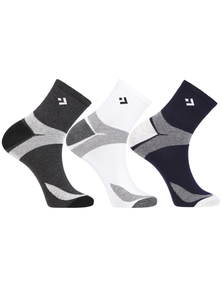 Skarpetki męskie sportowe za kostkę szeroki ściągacz 3-pak WIELOKOLOROWY