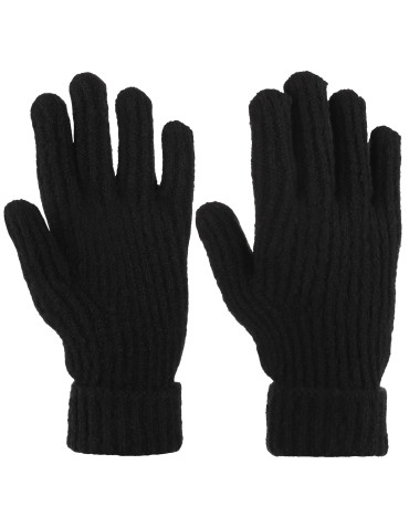 Rękawiczki damskie dzianinowe z prążkowaną strukturą