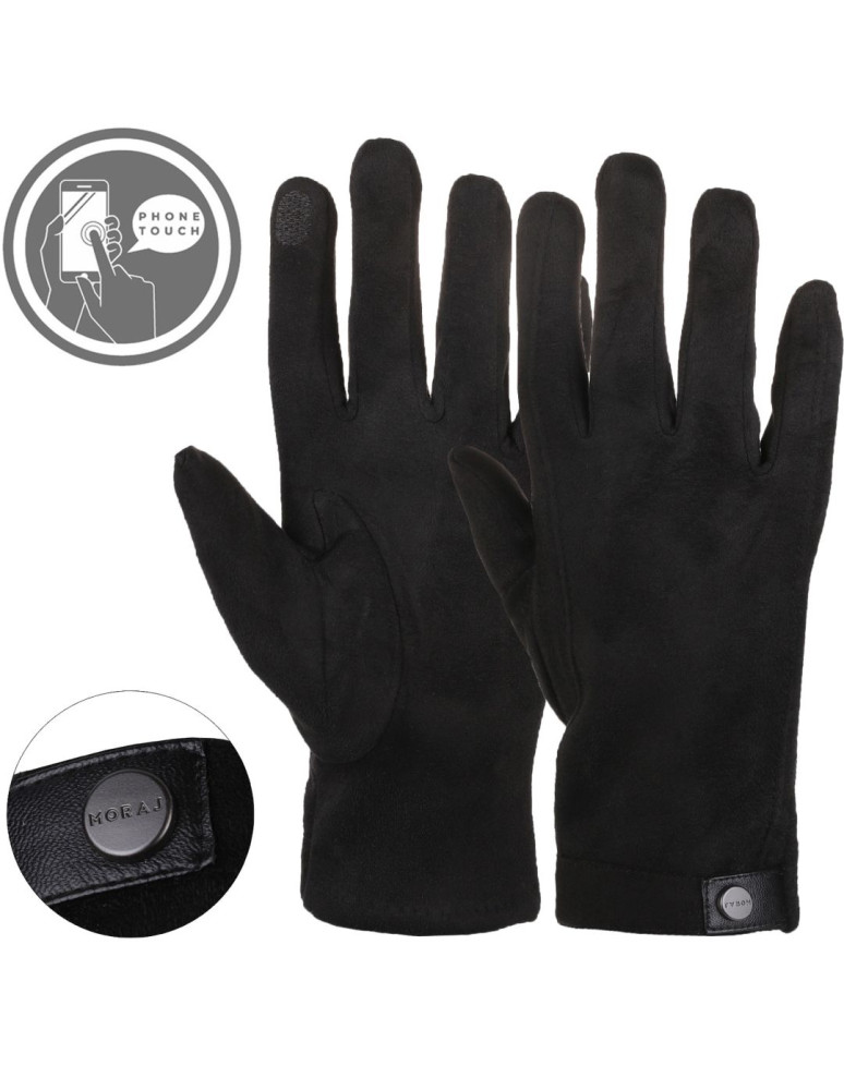 Rękawiczki męskie zamszowe eleganckie dotykowe CZARNY