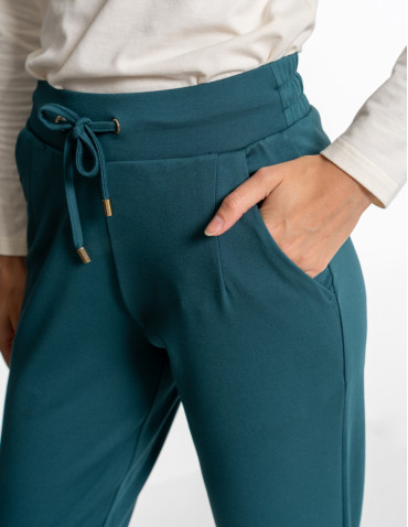 Spodnie - Damskie spodnie dresowe ze zwężaną nogawką ZIELONY - produkt 4
