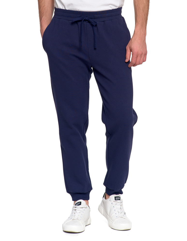 Spodnie - Spodnie męskie dresowe z kieszeniami i ściągaczem w pasie GRANATOWY - produkt moraj.pl 7