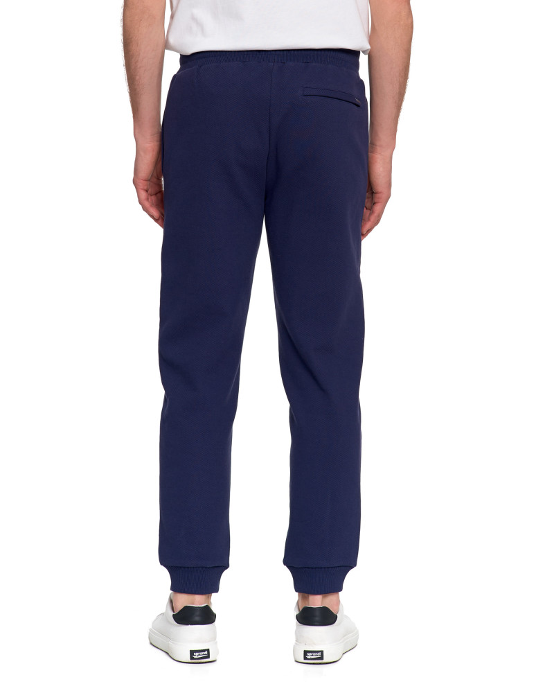 Spodnie - Spodnie męskie dresowe z kieszeniami i ściągaczem w pasie GRANATOWY - produkt moraj.pl 3