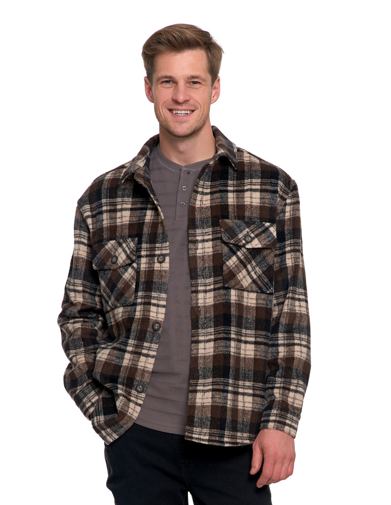 Odzież wierzchnia - Męska kurtka flanelowa w kratkę z kieszeniami WZÓR 1 - produkt moraj.pl 2