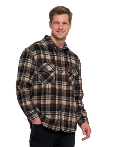 Męska kurtka flanelowa w kratkę z kieszeniami