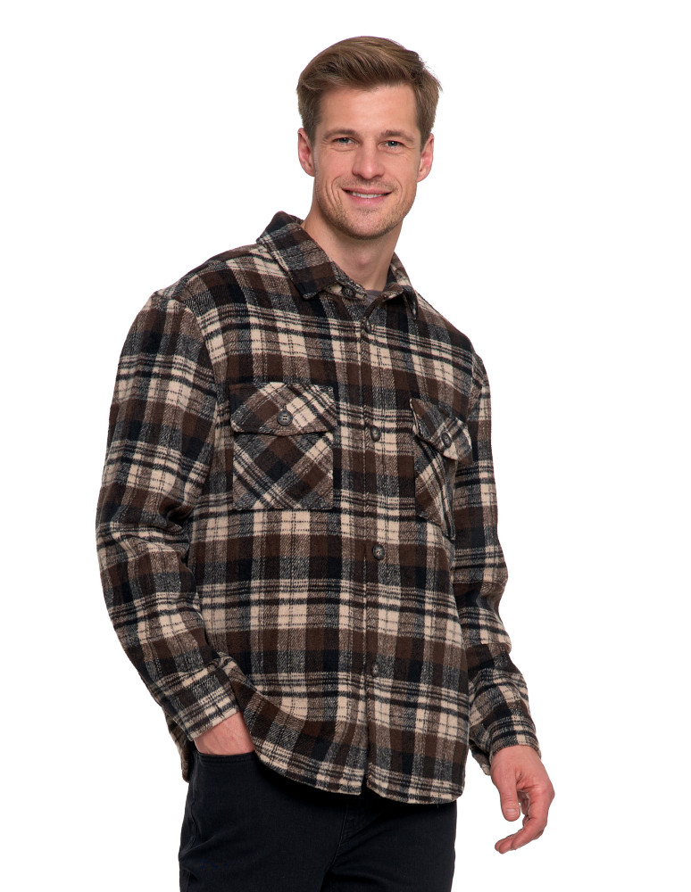 Męska kurtka flanelowa w kratkę z kieszeniami WZÓR 1