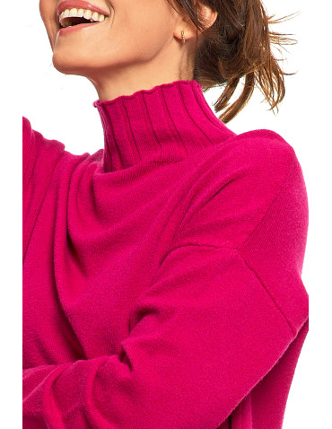 SUKIENKI - Sukienka damska swetrowa z golfem FUKSJA - produkt 4