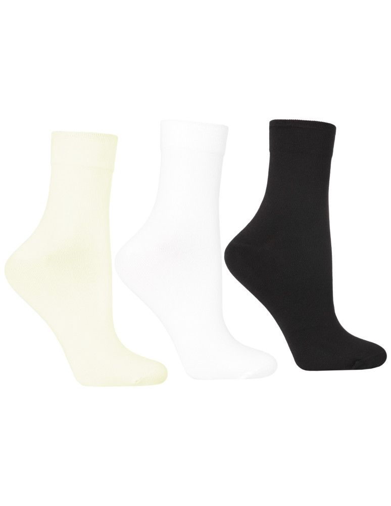 Skarpetki damskie bawełniane gładkie 3-pak WIELOKOLOROWY