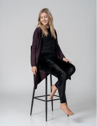 Legginsy - Legginsy damskie welurowe z wysokim stanem CZARNY - produkt 5