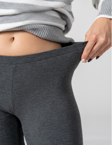 Legginsy - Klasyczne legginsy ocieplane damskie CIEMNY SZARY - produkt 4