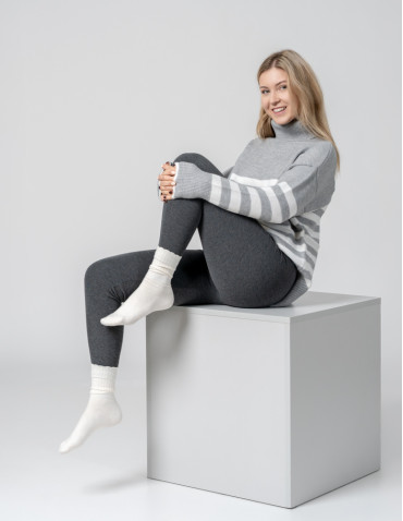 Legginsy - Klasyczne legginsy ocieplane damskie CIEMNY SZARY - produkt 1