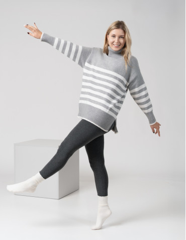 Legginsy - Klasyczne legginsy ocieplane damskie CIEMNY SZARY - produkt 3