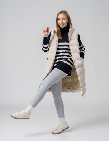 Legginsy - Klasyczne legginsy ocieplane damskie JASNY SZARY - produkt 16