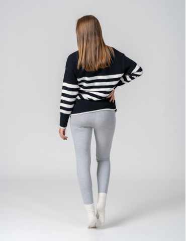 Legginsy - Klasyczne legginsy ocieplane damskie JASNY SZARY - produkt 5