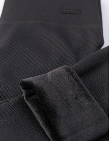 Legginsy - Prążkowane legginsy damskie z wysokim stanem ocieplane CZARNY - produkt 13