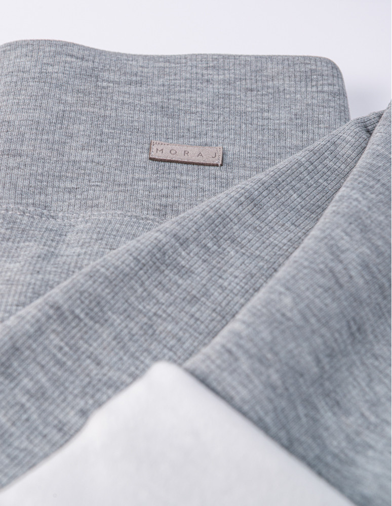 Legginsy - Prążkowane legginsy damskie z wysokim stanem ocieplane JASNY SZARY - produkt moraj.pl 9