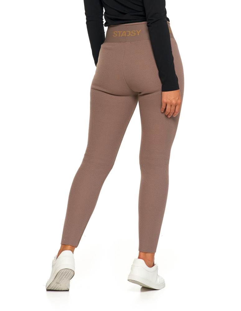 Legginsy - Legginsy damskie ocieplane w prążek wysoki stan MOKKA - produkt moraj.pl 4