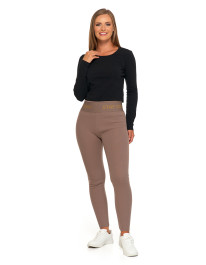 Legginsy damskie ocieplane w prążek wysoki stan
