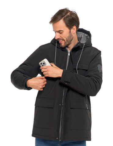 Odzież wierzchnia - Kurtka zimowa męska z kieszeniami cargo CZARNY - produkt 8