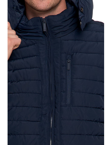 Odzież wierzchnia - Męska kurtka pikowana z odpinanym kapturem GRANATOWY - produkt 3