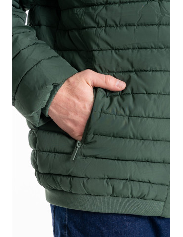 Odzież wierzchnia - Męska kurtka pikowana z odpinanym kapturem ZIELONY - produkt 4