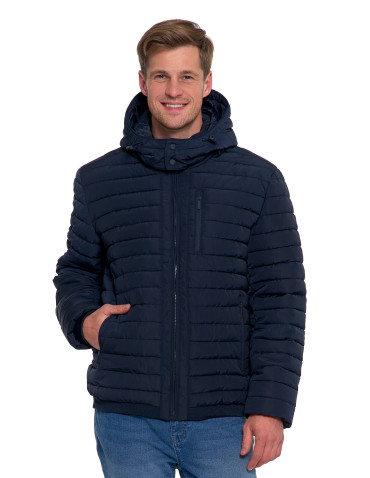 Odzież wierzchnia - Męska kurtka pikowana z odpinanym kapturem GRANATOWY - produkt 6