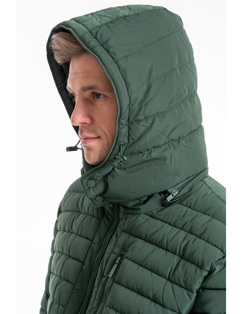 Odzież wierzchnia - Męska kurtka pikowana z odpinanym kapturem ZIELONY  - produkt moraj.pl 6