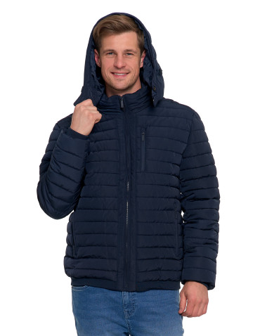 Odzież wierzchnia - Męska kurtka pikowana z odpinanym kapturem GRANATOWY - produkt 9