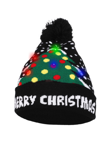 Czapki - Czapka świąteczna LED z pomponem WZÓR 1 - produkt 2