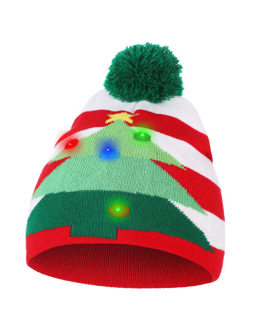 Czapki - Czapka świąteczna LED z pomponem WZÓR 3 - produkt 2