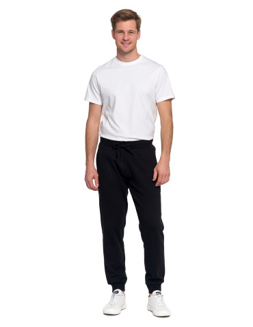 Spodnie - Spodnie męskie dresowe z kieszeniami i ściągaczami CZARNY - produkt 6