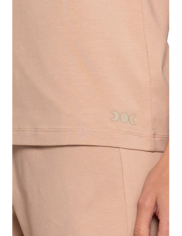 Nowości - Piżama damska bawełniana z krótkim rękawem i spodenkami BEŻOWY - produkt 8