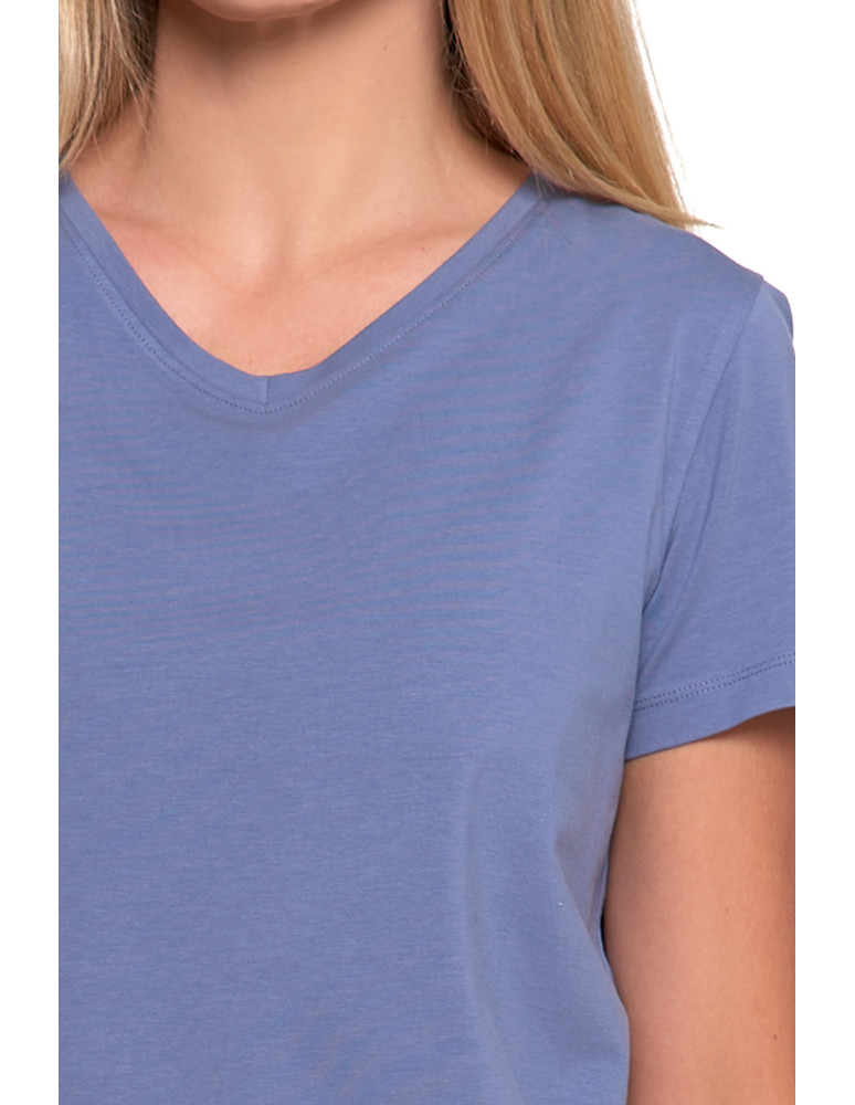 Nowości - Piżama damska bawełniana z krótkim rękawem i spodenkami NIEBIESKI - produkt moraj.pl 9