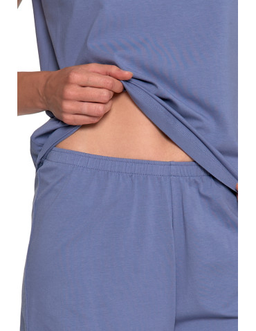 Nowości - Piżama damska bawełniana z krótkim rękawem i spodenkami NIEBIESKI - produkt 5