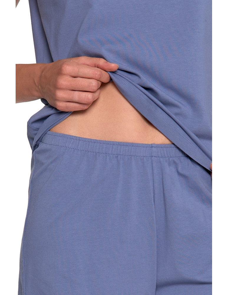 Nowości - Piżama damska bawełniana z krótkim rękawem i spodenkami NIEBIESKI - produkt moraj.pl 5