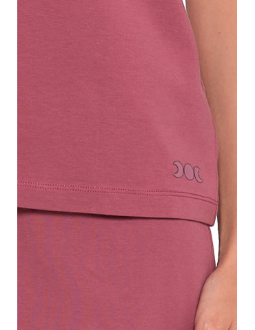 Nowości - Piżama damska bawełniana z krótkim rękawem i spodenkami CIEMNY RÓŻOWY - produkt 4