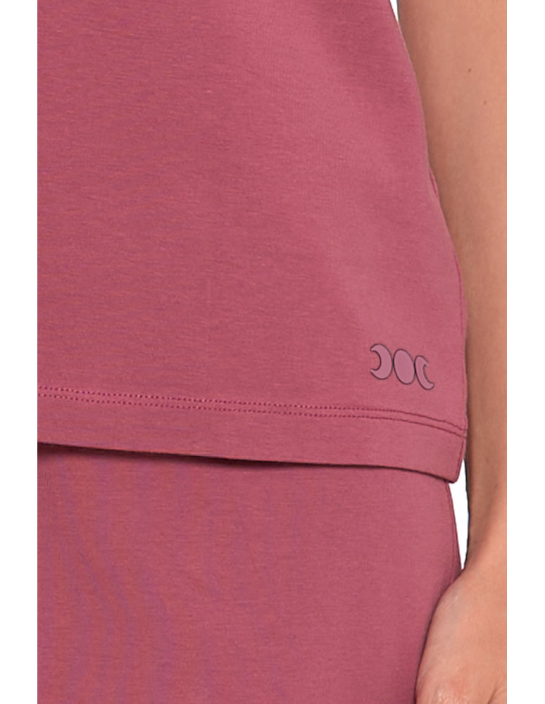 Nowości - Piżama damska bawełniana z krótkim rękawem i spodenkami CIEMNY RÓŻOWY - produkt moraj.pl 4