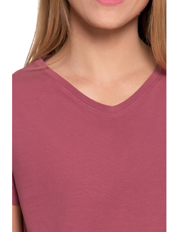 Nowości - Piżama damska bawełniana z krótkim rękawem i spodenkami CIEMNY RÓŻOWY - produkt 3