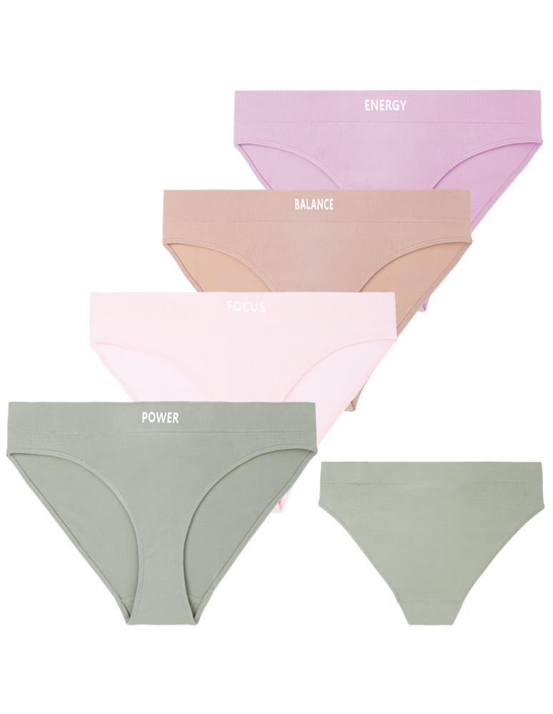 Majtki damskie figi bikini z szerokim pasem 4-pak WIELOKOLOROWY