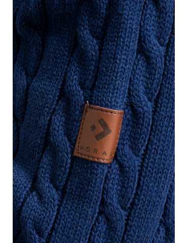 Swetry - Męski sweter dzianinowy z półgolfem i zamkiem GRANATOWY - produkt 6