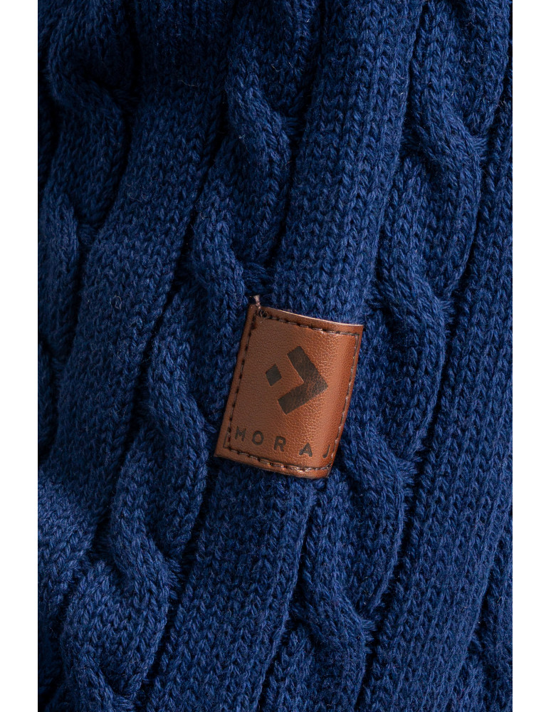 Swetry - Męski sweter dzianinowy z półgolfem i zamkiem GRANATOWY - produkt moraj.pl 6