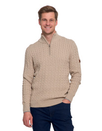 Męski sweter dzianinowy z półgolfem i zamkiem